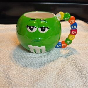 Green M&M's Character Ceramic Mug with Colorful Candy Handle